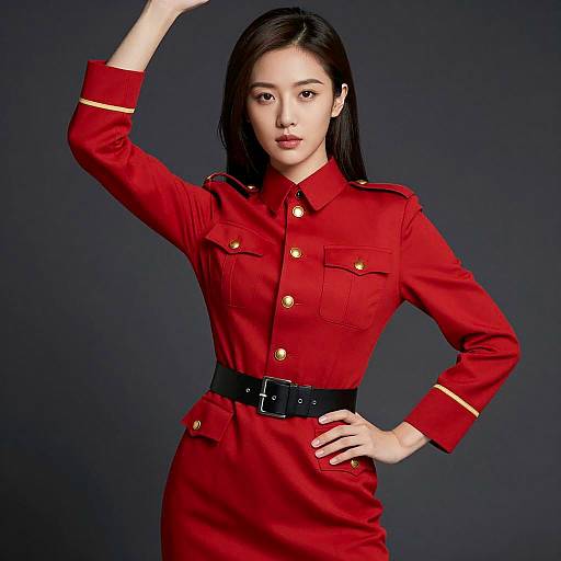 Asian Woman in Military Dress Portrait