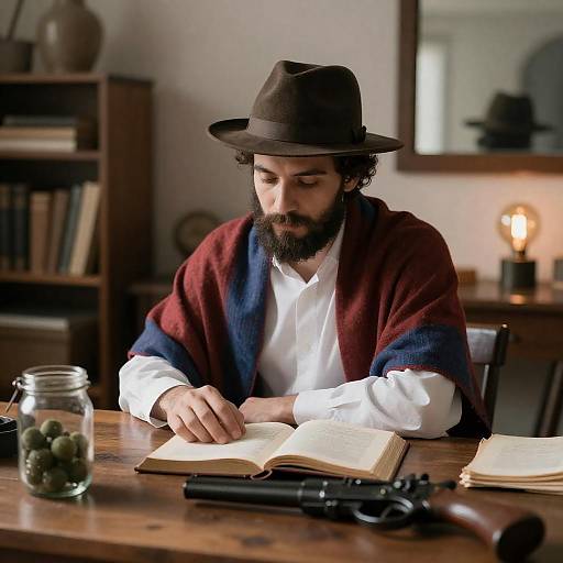 Thoughtful Man at a Rustic Table