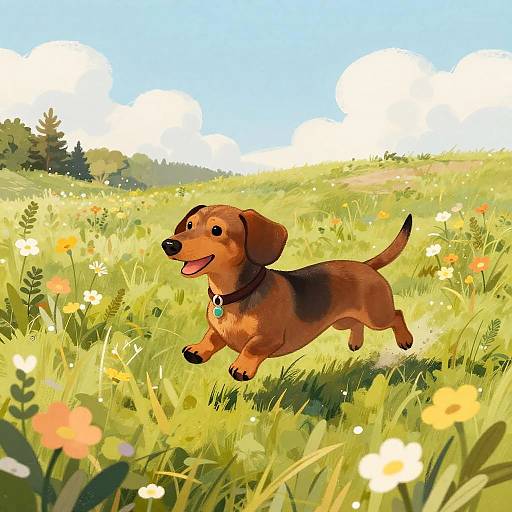 Joyful Long-Legged Dachshund Running