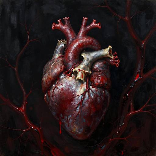 Macabre Surreal Heart and Bone Tapestry