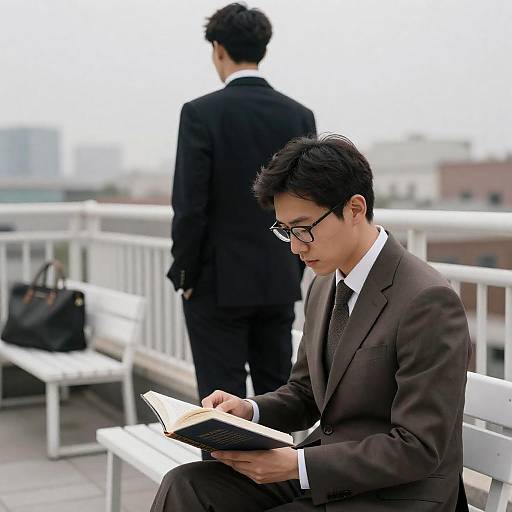 Urban Rooftop Scene with Two Men
