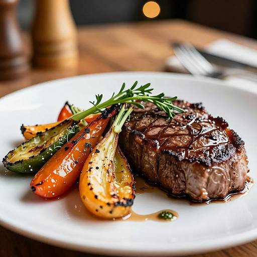 Vibrant Gourmet Steak Meal Close-Up