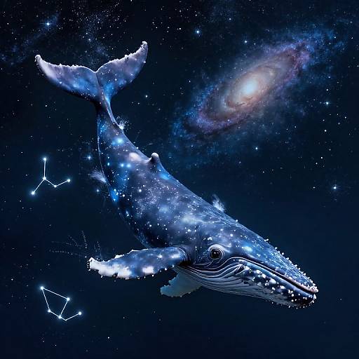 Celestial Whale Swimming Through Stars