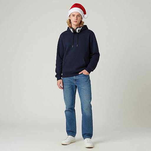 Casual Christmas Style with Santa Hat