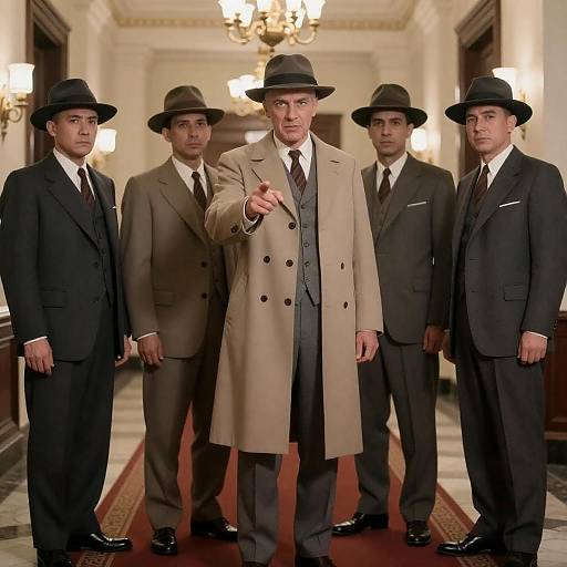 Vintage 1940s Men in Grand Hallway