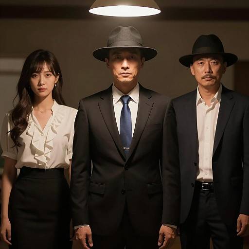 Mysterious Trio in Dim Light