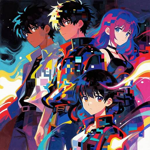 Abstract Cyberpunk Anime Art Fusion