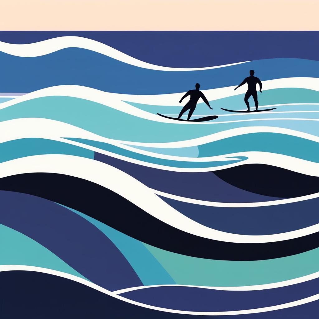 Minimalist Surfing Animation in Matisse Style