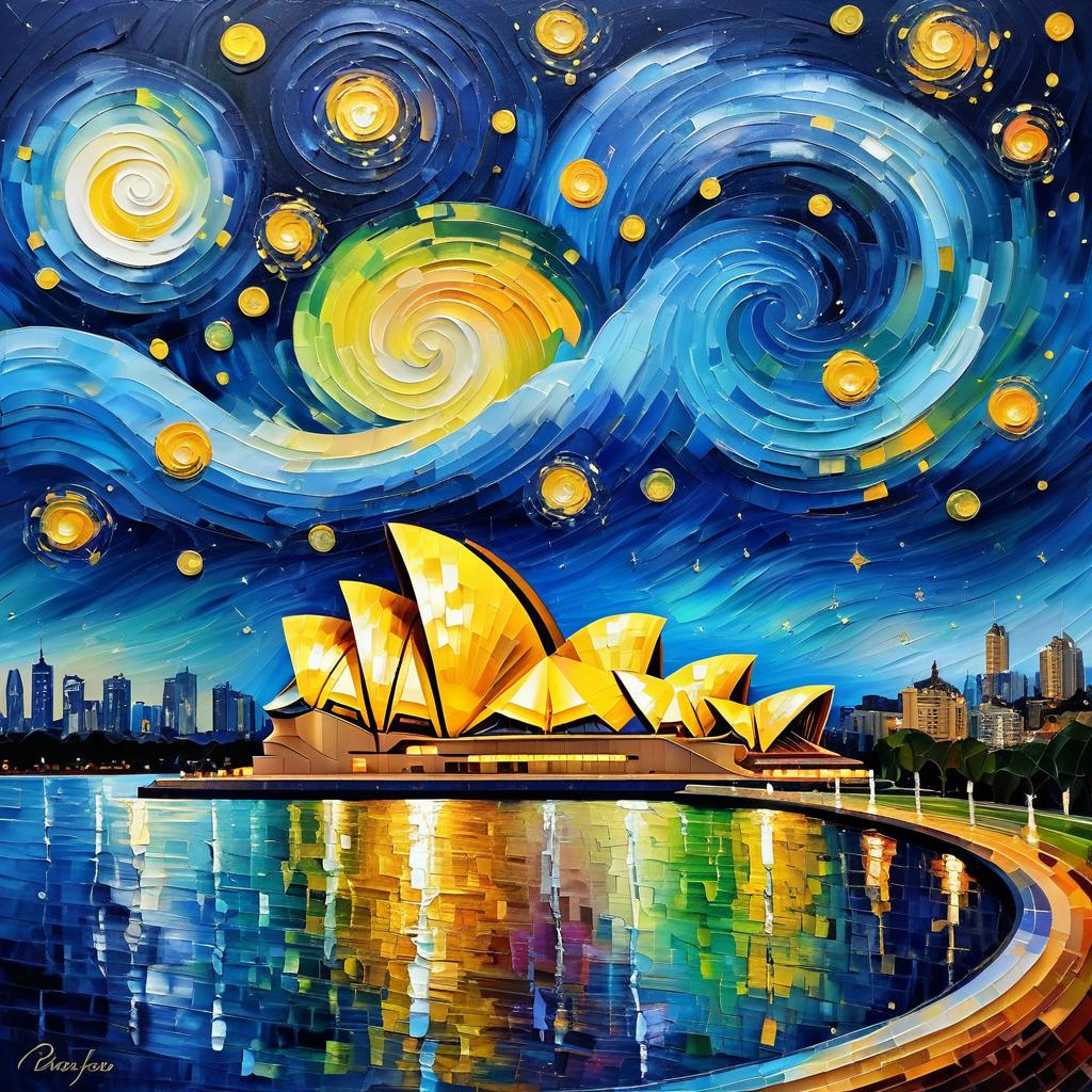 Vibrant Van Gogh Sydney Opera House Scene