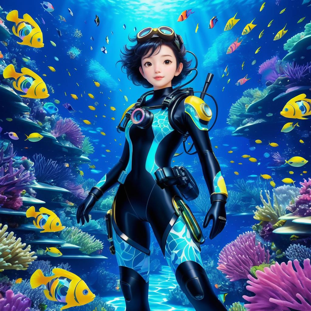 Underwater Explorer in Vibrant Coral Reef