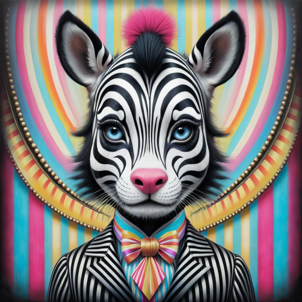 Vintage Circus Zebra in Pop Surrealism