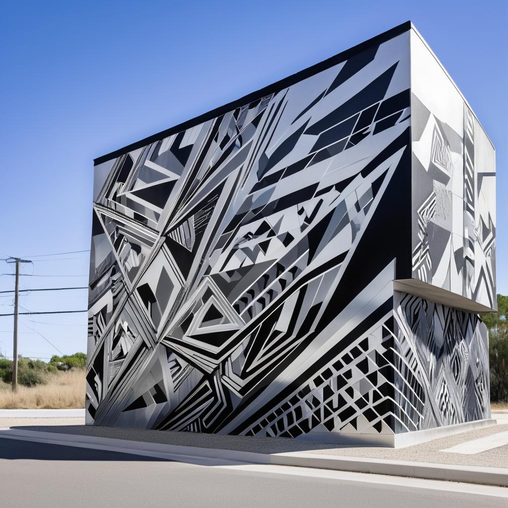 Futuristic Silver and Black Graffiti Art