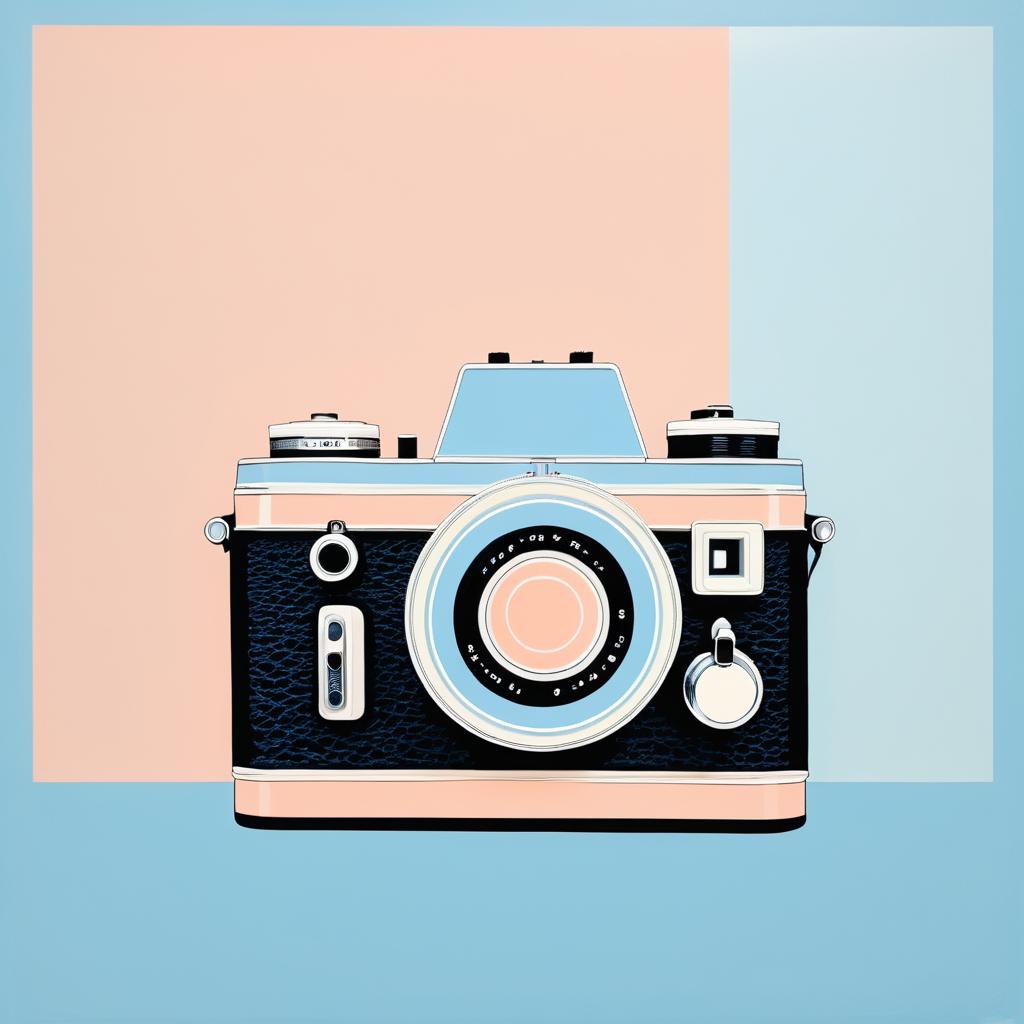 Vintage Camera in Warhol's Pastel Style