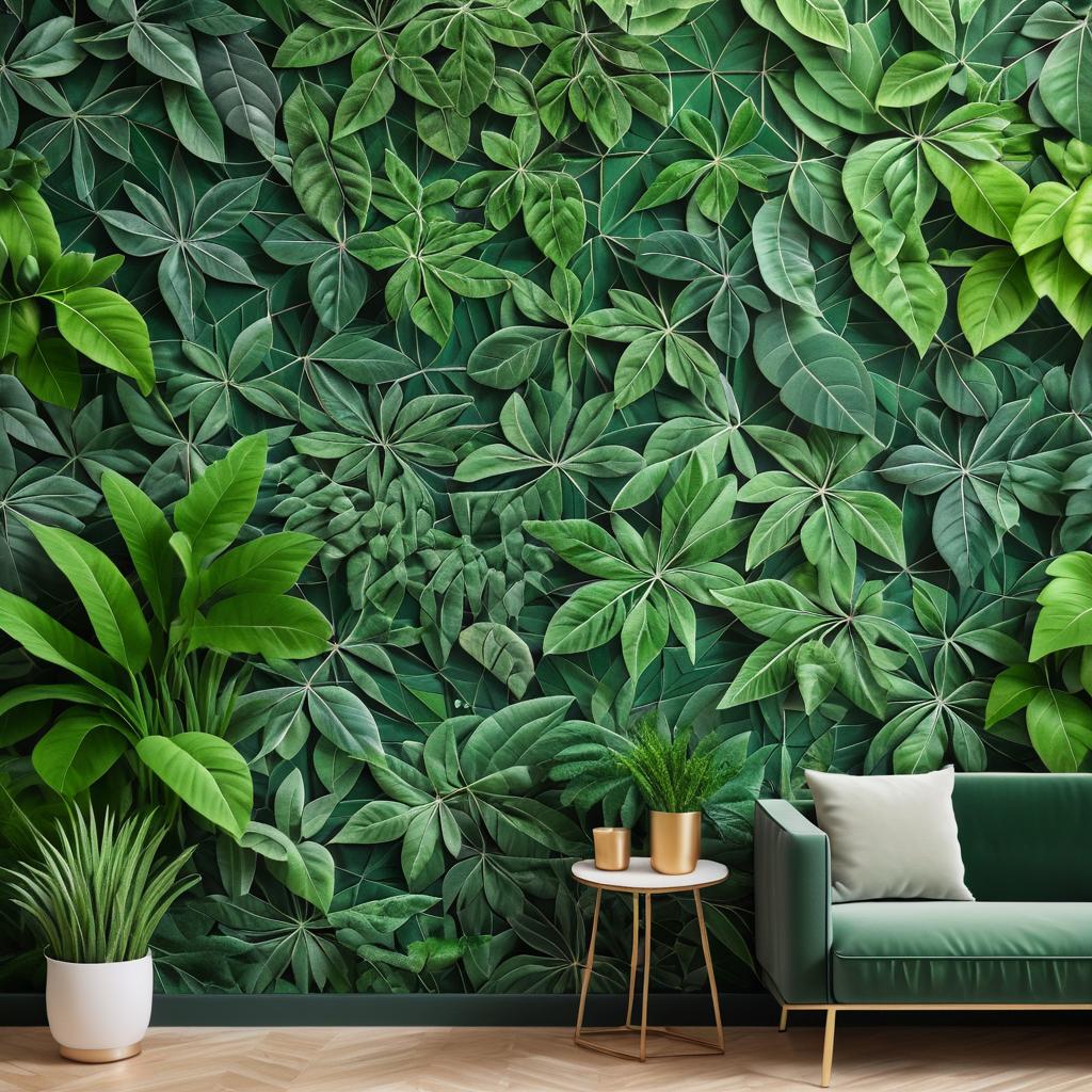 Intricate Leafy Geometric Wall Mural