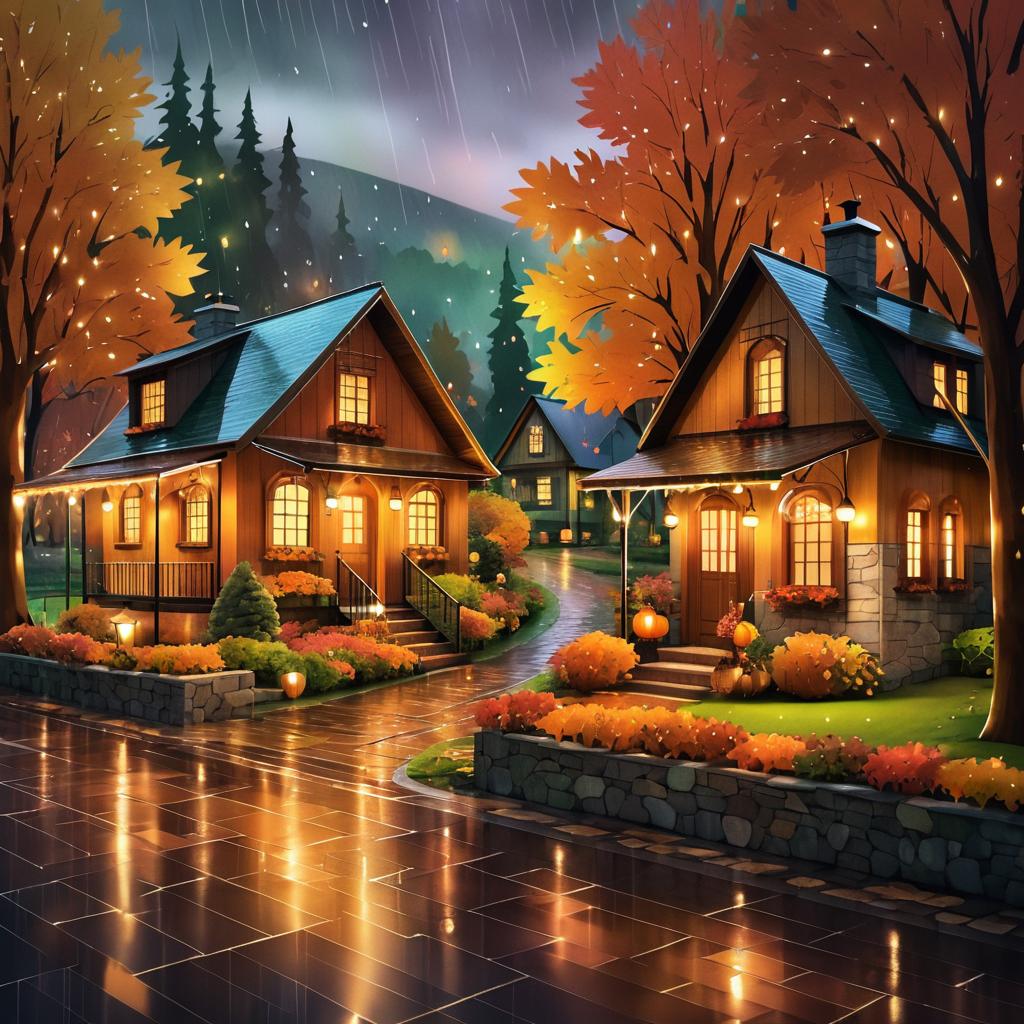 Nostalgic Autumn Evening with Cozy Cottages