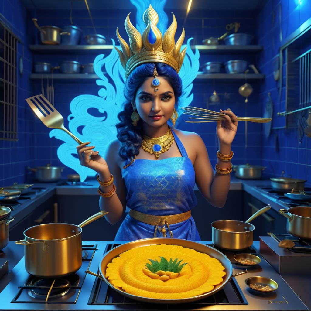 Saraswati Culinary Portrait with Cinematic Flair