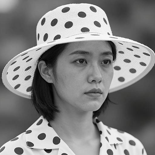 Elegant Woman in Polka Dot Hat