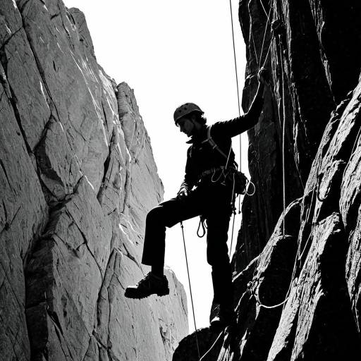 Silhouette of Rock Climber on Cliff
