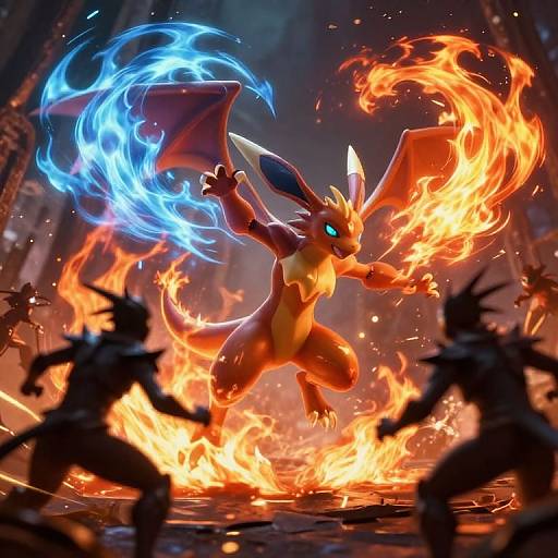 Epic Ookemon Elemental Battle Scene