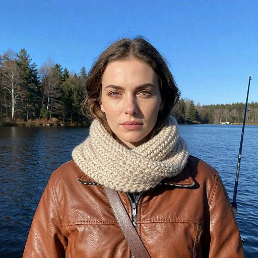 Serene Woman by the Lakeside