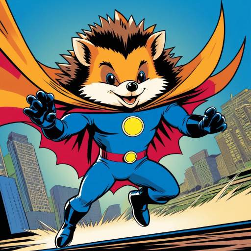 Retro Comic Hedgehog Superhero