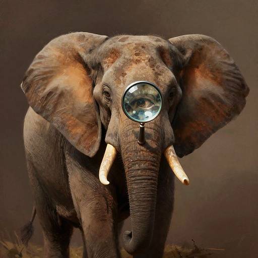 Elephant with Magnifying Glass Portrait