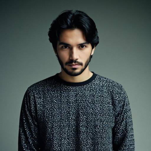 Portrait of Serious Young Man in Black Sweater