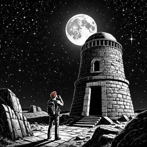 Astronomer in Ancient Observatory Illustration