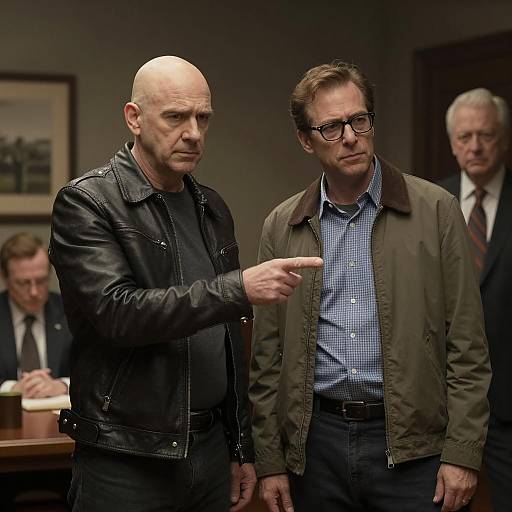 Intense Confrontation in a Dim Room