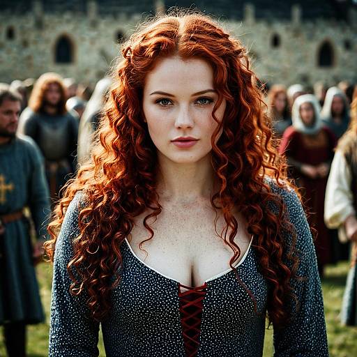 Medieval Woman with Red Curly Hair