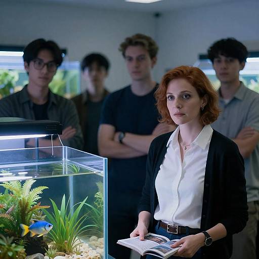 Casual Gathering with Aquatic Backdrop