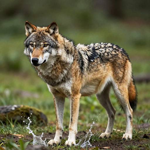 Realistic Lush Wolf Splash Art