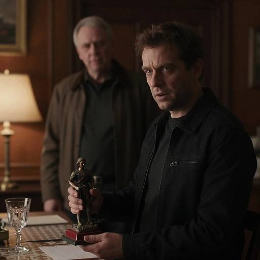 Intense Encounter in Dimly Lit Room