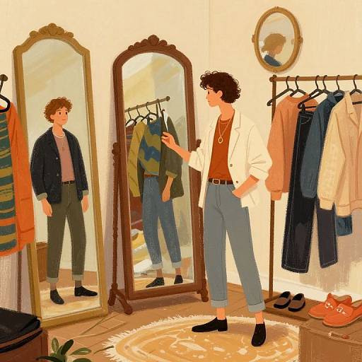 Cozy Crossdresser in Vintage Room