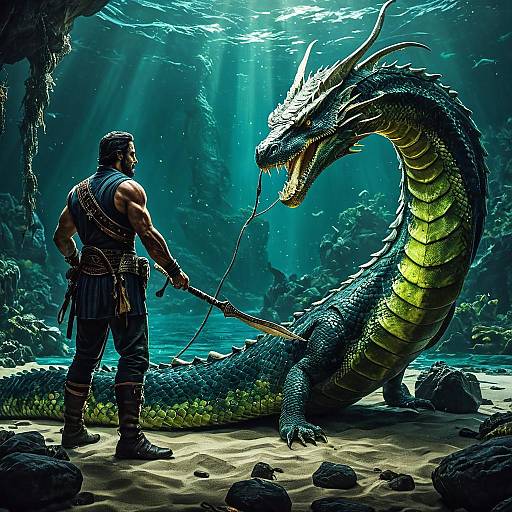 Epic Male Sea Serpent Tamer Art