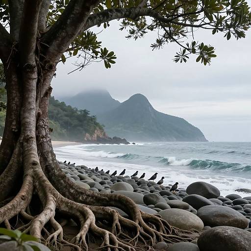 Floating Mountains with Tree Roots