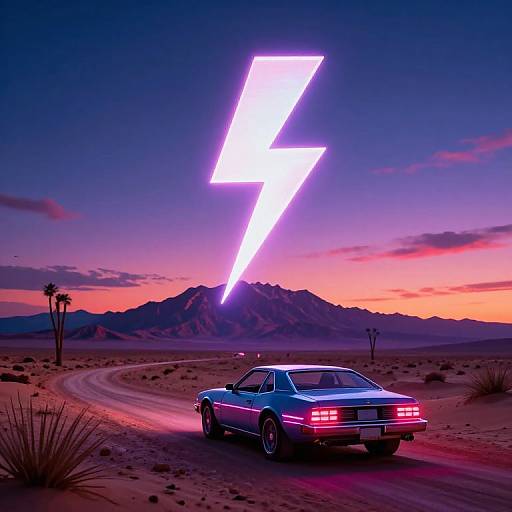 Cyberpunk Desert with Neon Lightning
