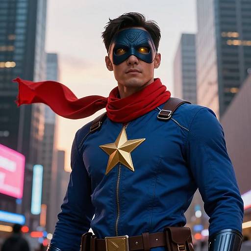 Masked Urban Superhero at Sunset