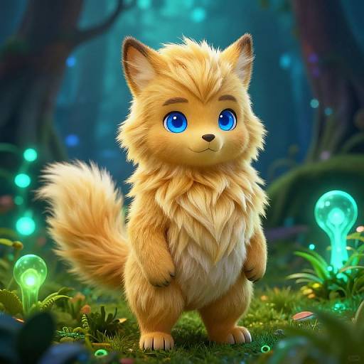 Blonde Furry Character in Mystical Forest