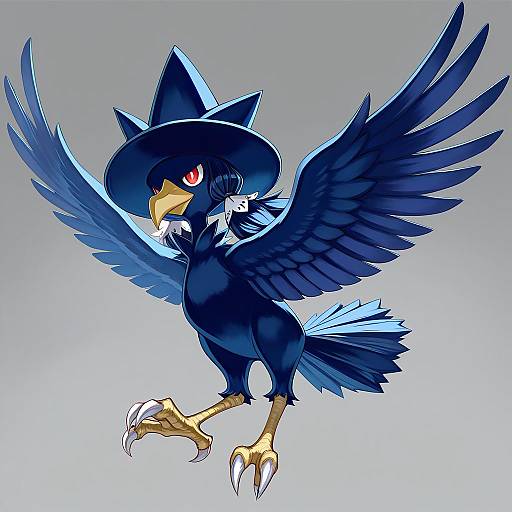 Illustration of Murkrow, pokemon in the style of Honjou raita