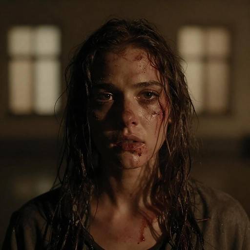 Intense Woman in Dimly Lit Night Scene