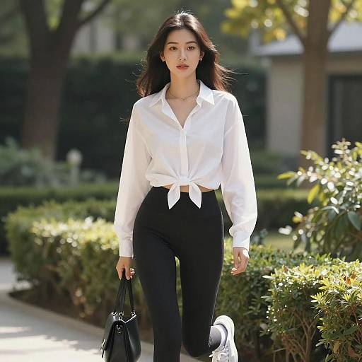 Confident Woman in Sunlit Garden