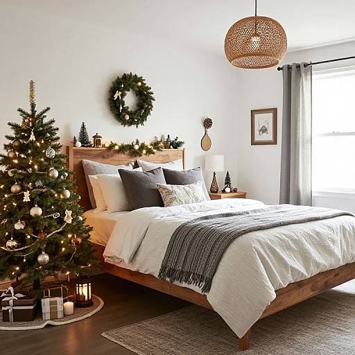 Cozy Bedroom with Primitive Christmas Decor