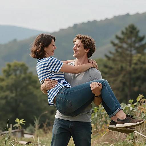 Joyful Outdoor Moment in the Mountains