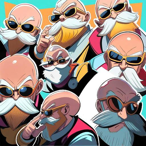 Illustration of Muten roushi, dragon ball in the style of Sho-n-d