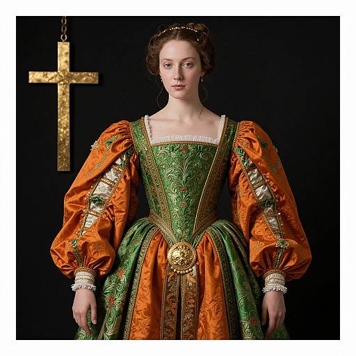 Renaissance Woman in Orange Gown