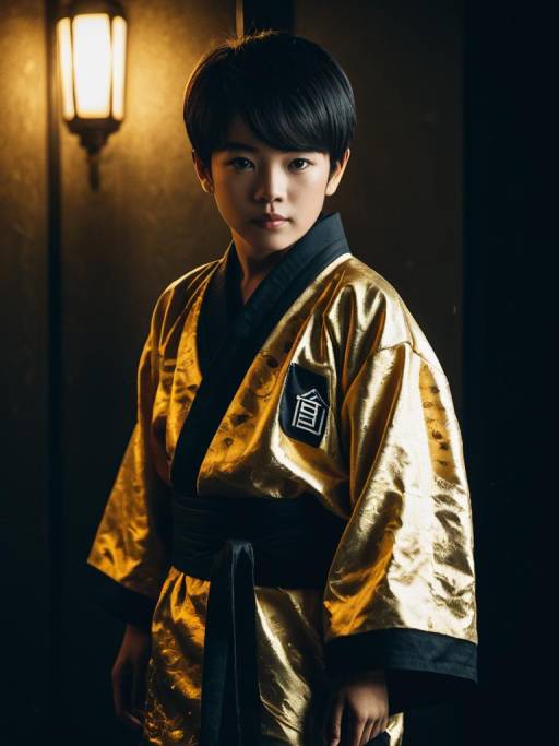 Boy in Gold Sushi Chef Costume
