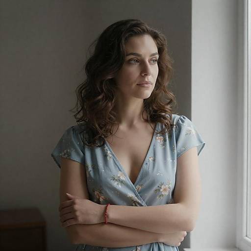 Contemplative Woman by Window Light
