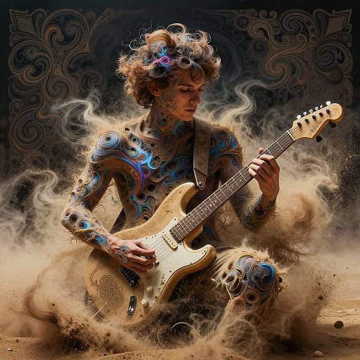 Ethereal Abstract Guitarist Portrait