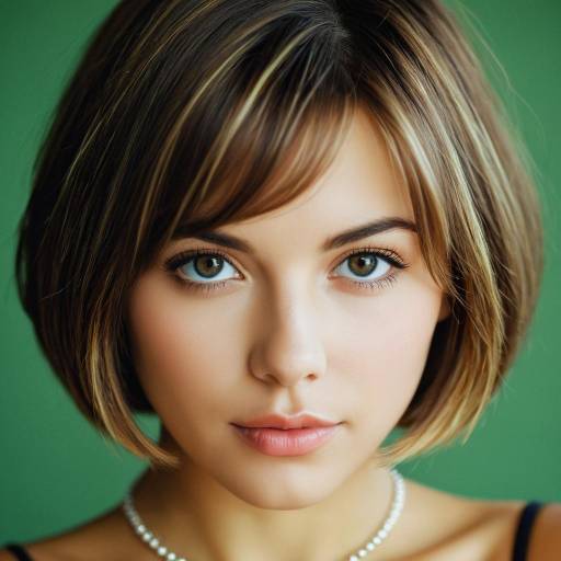 Portrait of Young Woman with Short Bob Haircut